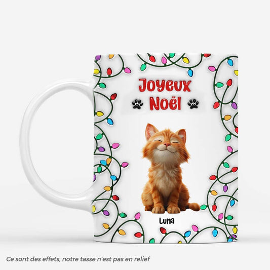 6487MFR1 effet dimpression 3d mug noel personnalise lumieres de noel et mon chat 6487mkmad