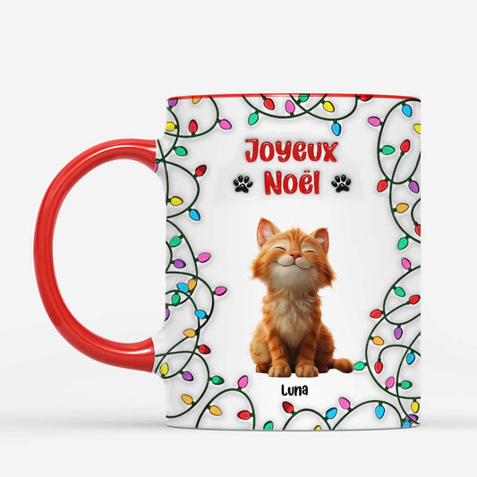 6487MFR2 effet dimpression 3d mug noel personnalise lumieres de noel et mon chat 6487mkmad