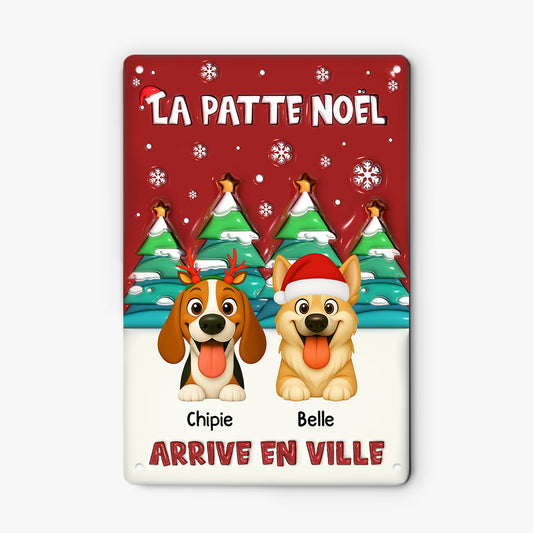 6527EFR2 effet dimpression 3d plaque en metal personnalisee la patte noel avec chien 6527e3ktc