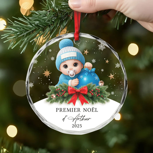 6533OFR2 ornement de noel en verre personnalise pour bebe premier noel avec bonnet 6533okv5k