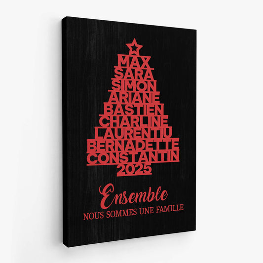 6538CFR2 toile personnalisee famille ensemble avec sapin de noel 6538c8zni