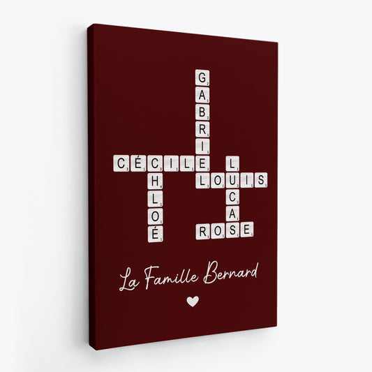 6560CFR2 toile personnalisee noire on appelle la famille avec mots croises 6560c6vai