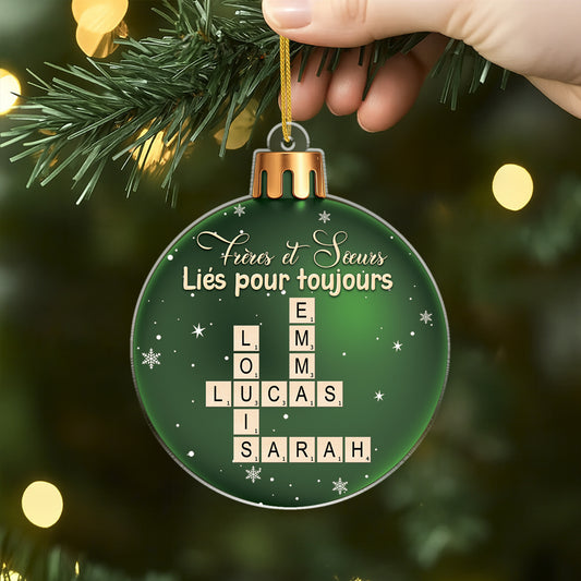 6568OFR2 effet dimpression 3d ornement acrylique personnalise famille et fratrie boule de noel avec mots croises 6568o8zqi