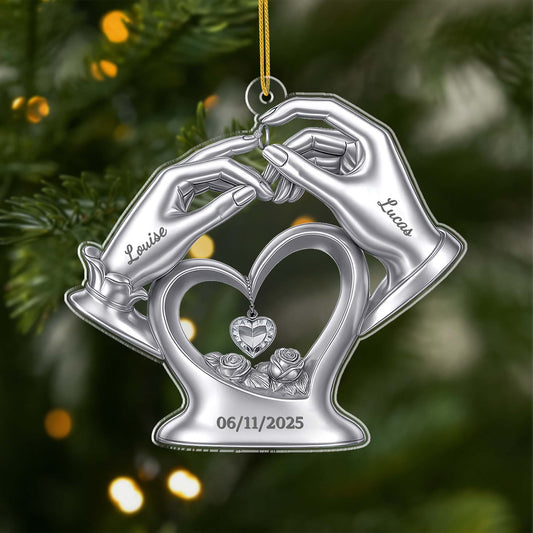 6583OFR1 effet dimpression 3d ornement noel acrylique personnalise couple notre mariage 6583o