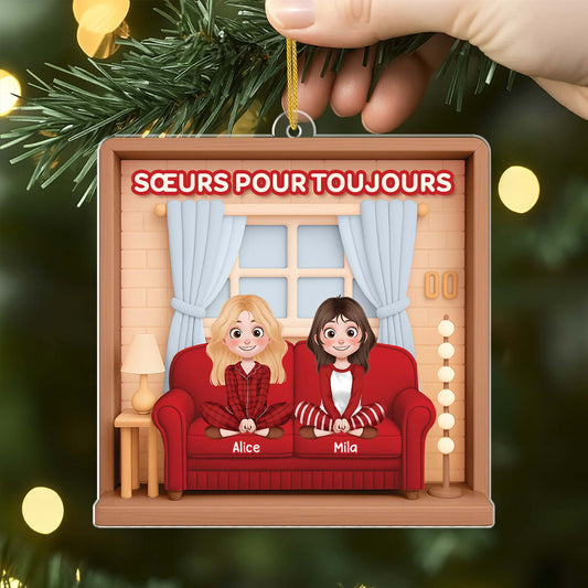 6585OFR2 effet dimpression 3d ornement noel acrylique rose personnalise meilleures amies 6585okqaf