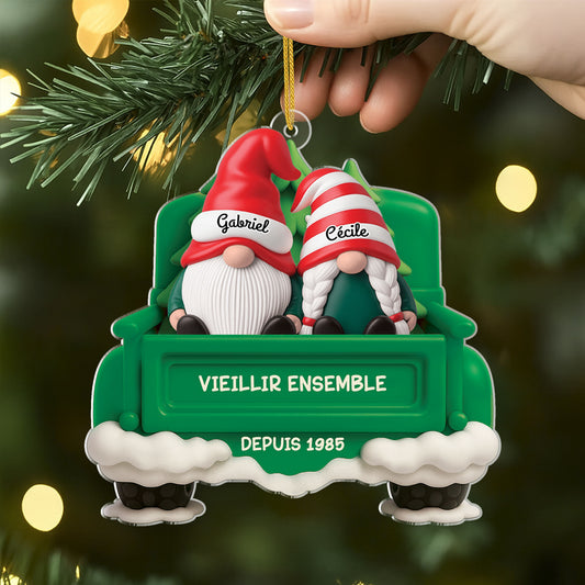 6593OFR2 effet dimpression 3d ornement acrylique personnalise couple vieillir ensemble gnome de noel 6593otv5g
