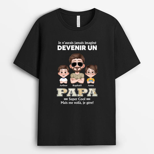 6601AFR1 t shirt personnalise pour papa maman devenir un papa super cool 6601a3twb
