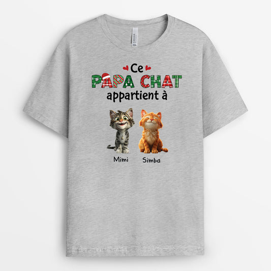 6605AFR2 t shirt noel personnalise ce papa chat appartient a 6605akm5d
