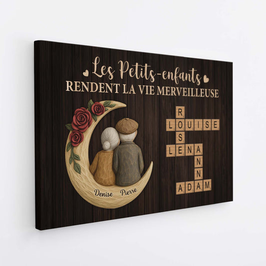 6627CFR2 toile personnalisee pour mamie papy petits enfants avec mots croises 6627c6v5a