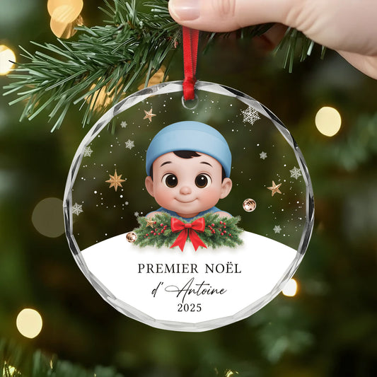 6628OFR2 ornement de noel en verre personnalise premier noel de bebe 6628o6q5k