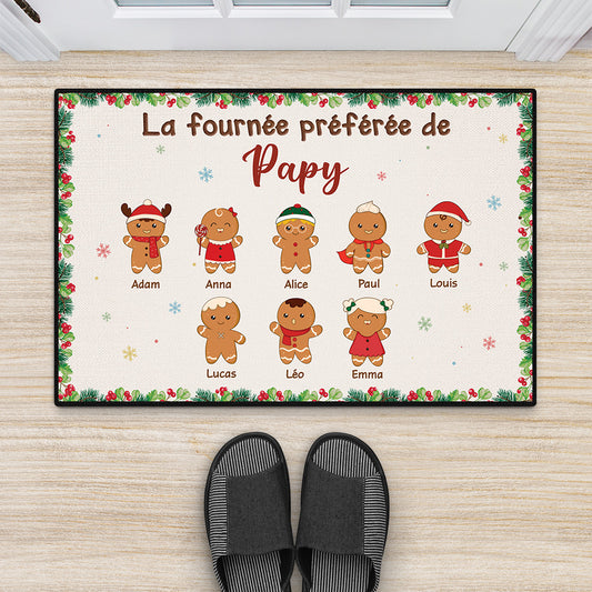 6663DFR2 paillasson personnalise de noel la fournee preferee de mamie papy 6663dkyma