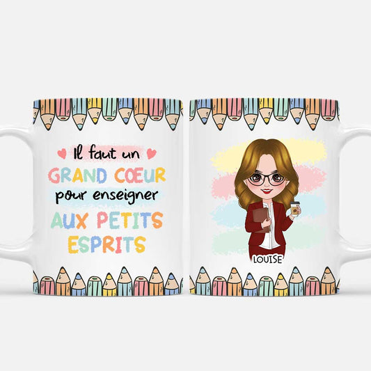 6667MFR1 mug personnalise professeur grand coeur pour enseigner aux petits esprits 6667mktwt