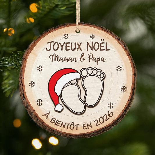 6671OFR1 ornement de noel en bois a 1 couche personnalise avec photo joyeux noel futur papa future maman 6671okpca