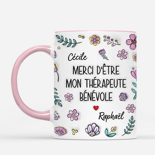 6693MFR2 effet dimpression 3d mug personnalise amis merci d_etre mon therapeute benevole 6693m3vmf