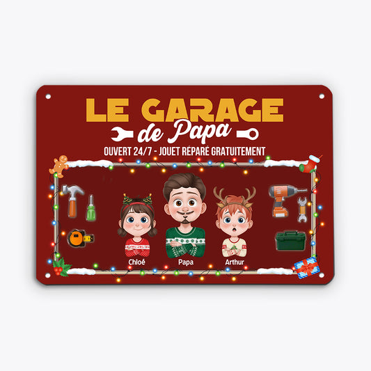 6700EFR1 plaque en metal personnalisee de noel le garage de papa papy 6700ek6ab