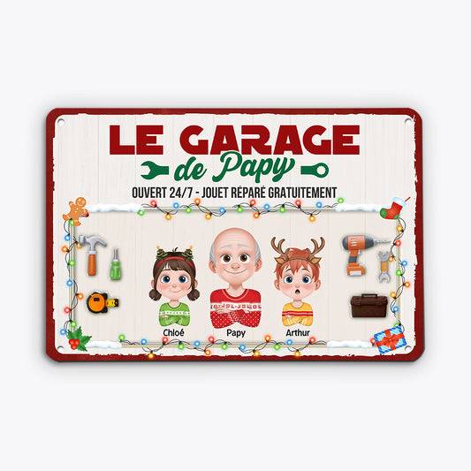 6700EFR1 plaque en metal personnalisee de noel le garage de papa papy 6700ek6ab1