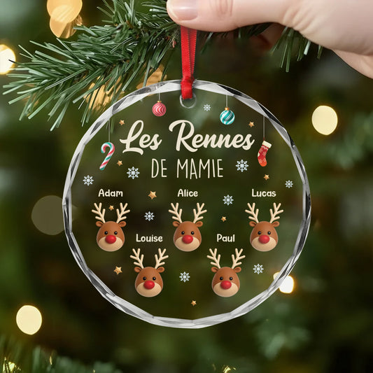 6712OFR2 ornement de noel en verre personnalise les rennes de papy mamie 6712o8pnb