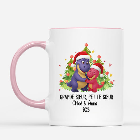 6715MFR2 mug de noel personnalise frere et soeur dinosaure 6715m