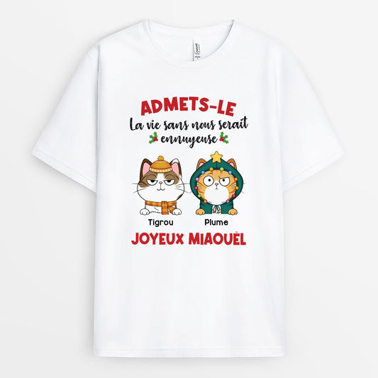 6721AFR1 t shirt personnalise chat de noel la vie sans moi 6721akpwd