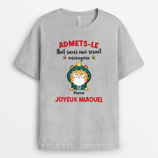 6721AFR2 t shirt personnalise chat de noel la vie sans moi 6721akpwd