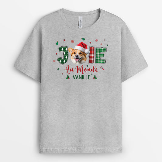 6722AFR2 t shirt personnalise avec photo pour noel joie au monde 6722a3tca