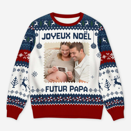 6725WFR1 pull moche de noel personnalise joyeux noel futur papa 6725wkznb