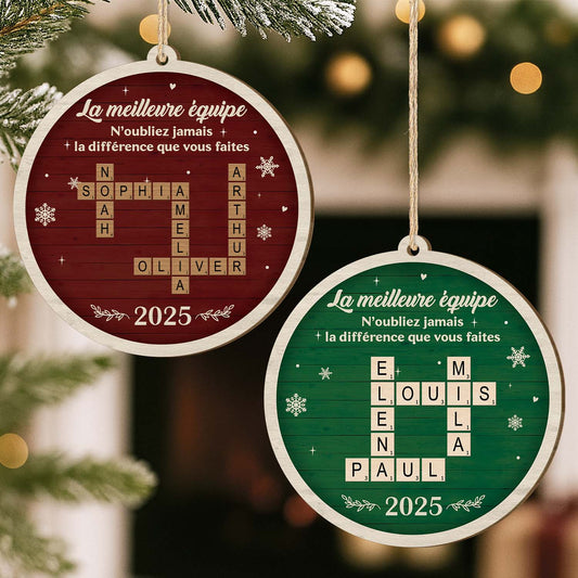 6732OFR2 ornement en bois a 1 couche personnalise pour collegue meilleure equipe avec mot croise 6732o6qno