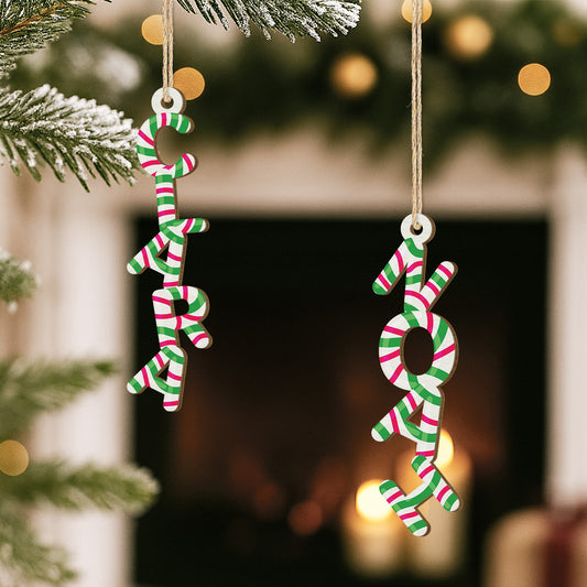 6750OFR2 effet dimpression 3d ornement en bois a 1 couche personnalise pour femmehomme lettre en canne de noel 6750okm5b