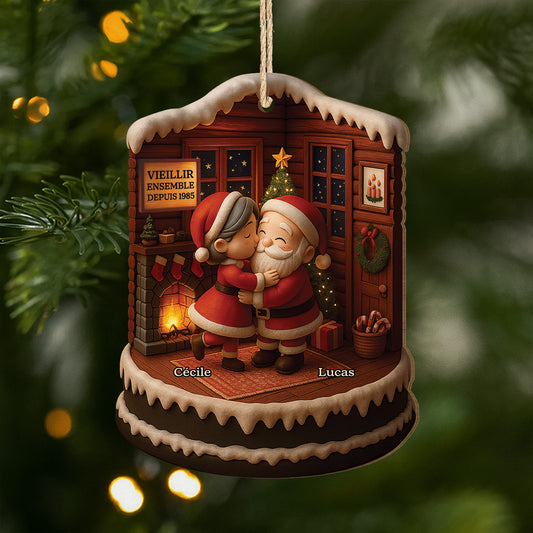 6751OFR1 effet dimpression 3d ornement noel en bois a 1 couche personnalise couple vieillir ensemble 6751ottmg