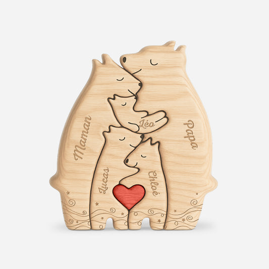 6760QFR2 puzzle en bois personnalise famille ours avec etoile 6760q3tai