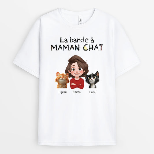 6762AFR1 t shirt personnalise chat la bande a maman chat 6762akt5d