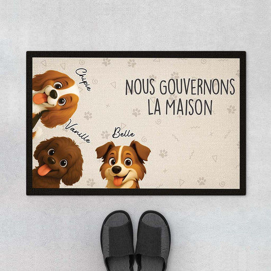 6785DFR1 paillasson personnalise chien les chiens gouvernent la maison 6785dkt5c