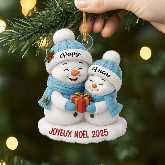 6798OFR2 effet dimpression 3d ornement acrylique personnalise joyeux noel a mamie papy 6798o3t5a