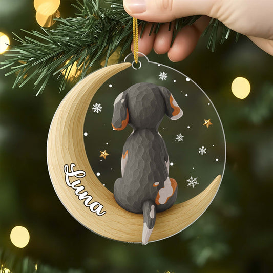 6919OFR2 effet dimpression 3d ornement noel acrylique personnalise boule de noel chien avec la lune 6919o3v5c