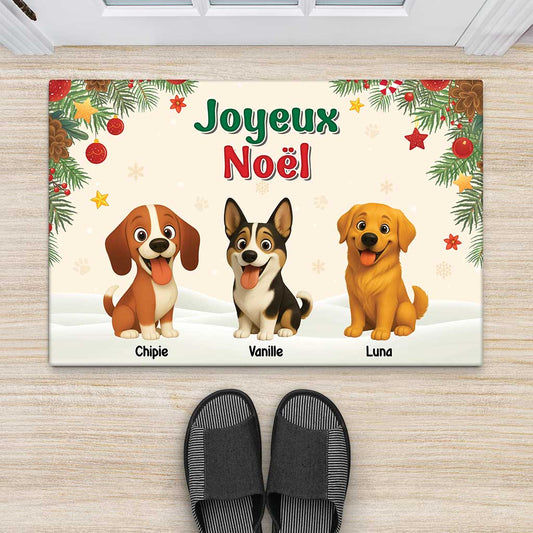6923DFR1 paillasson personnalise chien de noel joyeux ouafel 6923d86wc2