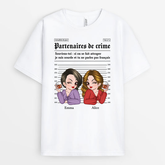 6924AFR1 t shirt personnalise meilleure amie partenaires de crime 6924akp5a