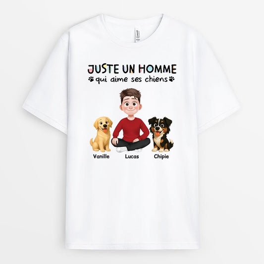 6939AFR1 t shirt personnalise un homme qui aime ses chiens 6939A3SWC