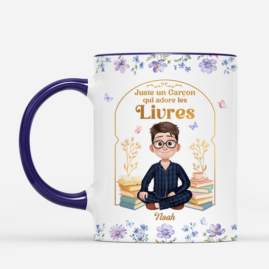 6940MFR2 mug personnalise une jolie fille qui aime les livres 6940m3tza