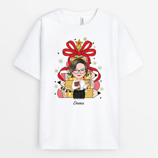 6946AFR1 t shirt de noel personnalise cadeau pour professeur 6946akvat