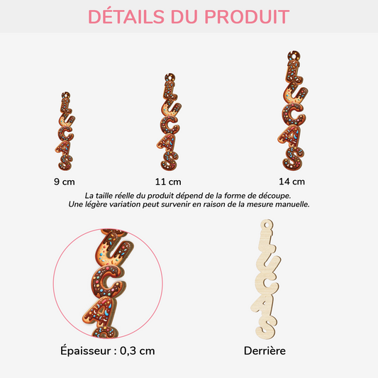 6954OFR2 effet dimpression 3d ornement de noel en bois a 1 couche personnalisee avec prenom lettres style donut 6954o8t5b