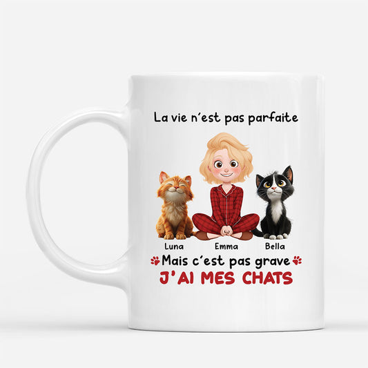 6958MFR1 mug personnalise la vie pas parfaite mais jai mes chats 6958m3vzd