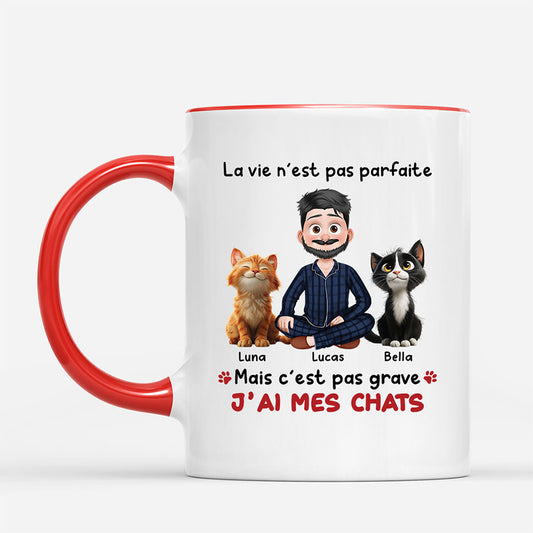 6958MFR2 mug personnalise la vie pas parfaite mais jai mes chats 6958m3vzd
