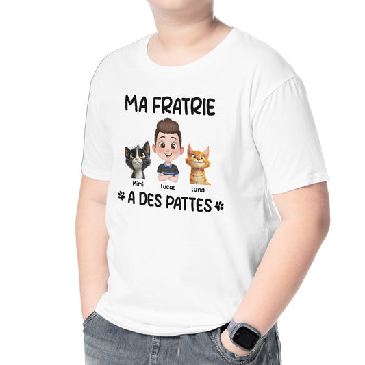 6961AFR2 t shirt enfant personnalise avec chat ma fratrie a des pattes 6961a3xcd