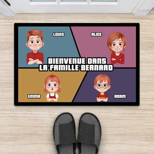 7010DFR2 paillasson personnalise famille bienvenue 7010d8tzi