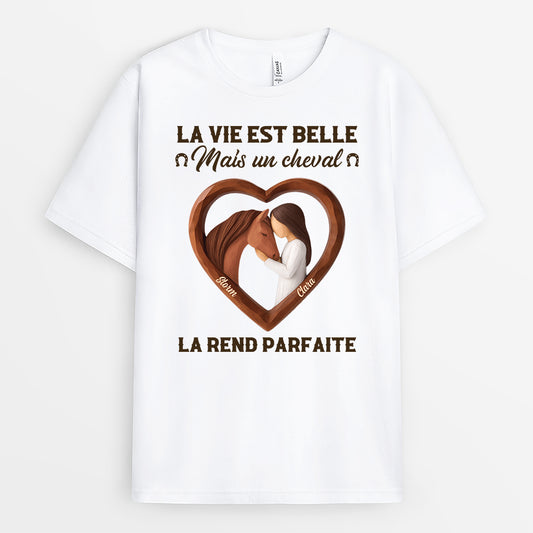 7015AFR1 t shirt personnalise pour femme les chevaux rendent la vie parfaite 7015akt5u