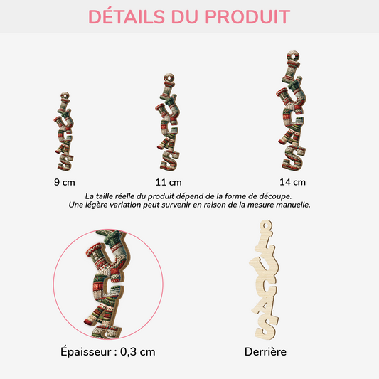 7023OFR2 ornement en bois a 1 couche personnalise pour femmehomme lettres style laine de noel 7023o6t5a