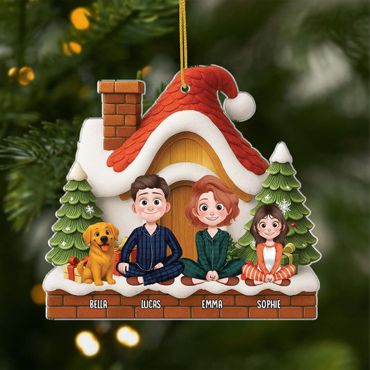 7029OFR1 ornement acrylique personnalise famille avec chienchat notre maison de noel 7029oty5i