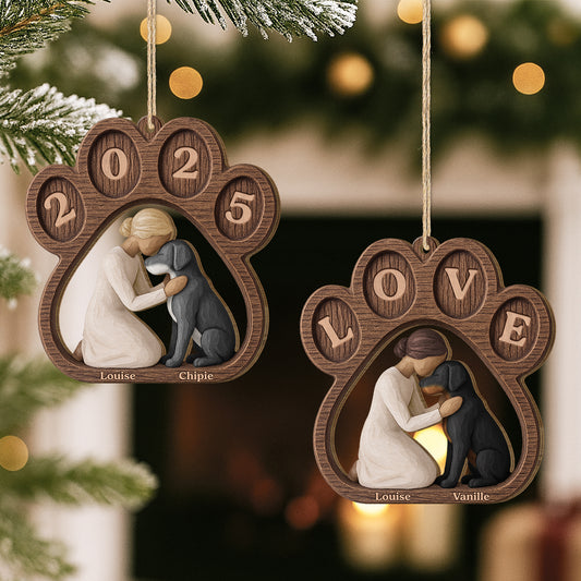 7033OFR2 ornement de noel en bois a 1 couche personnalise toujours ces pattes de chien 7033okqnc