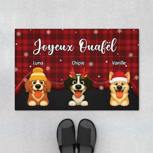 7034DFR1 paillasson personnalise chien joyeux noel de notre famille 7034dtlnc_1