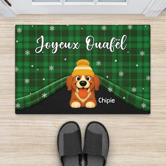 7034DFR1 paillasson personnalise chien joyeux noel de notre famille 7034dtlnc_2